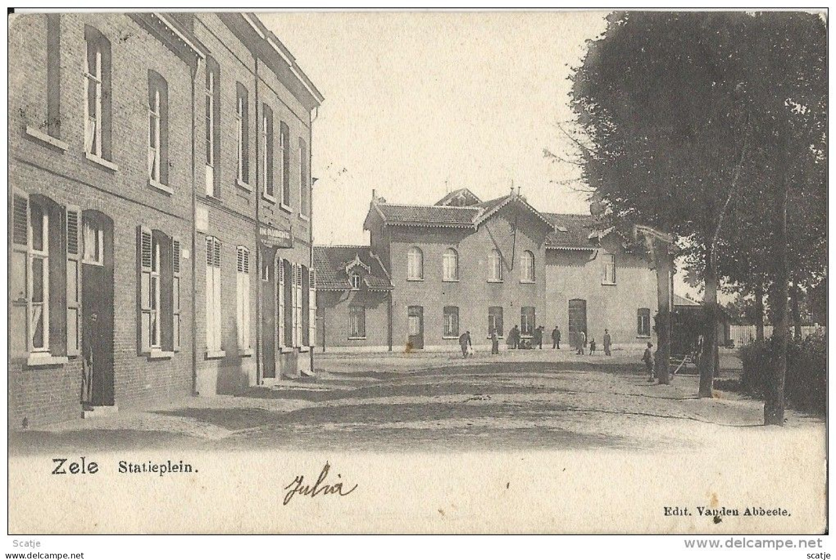 Zele    -   Statieplein   -   1903  Naar  Anvers - Zele