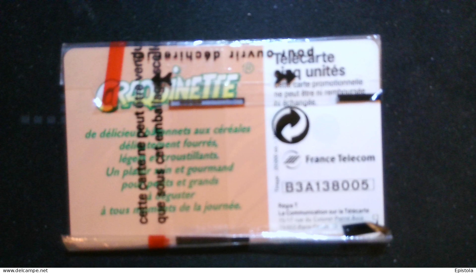 ► Craquinette Bâtonnets Aux Céréales    - Télécarte Neuve Sous Blister  5U  -   20 000 Ex - France Telecom - Food