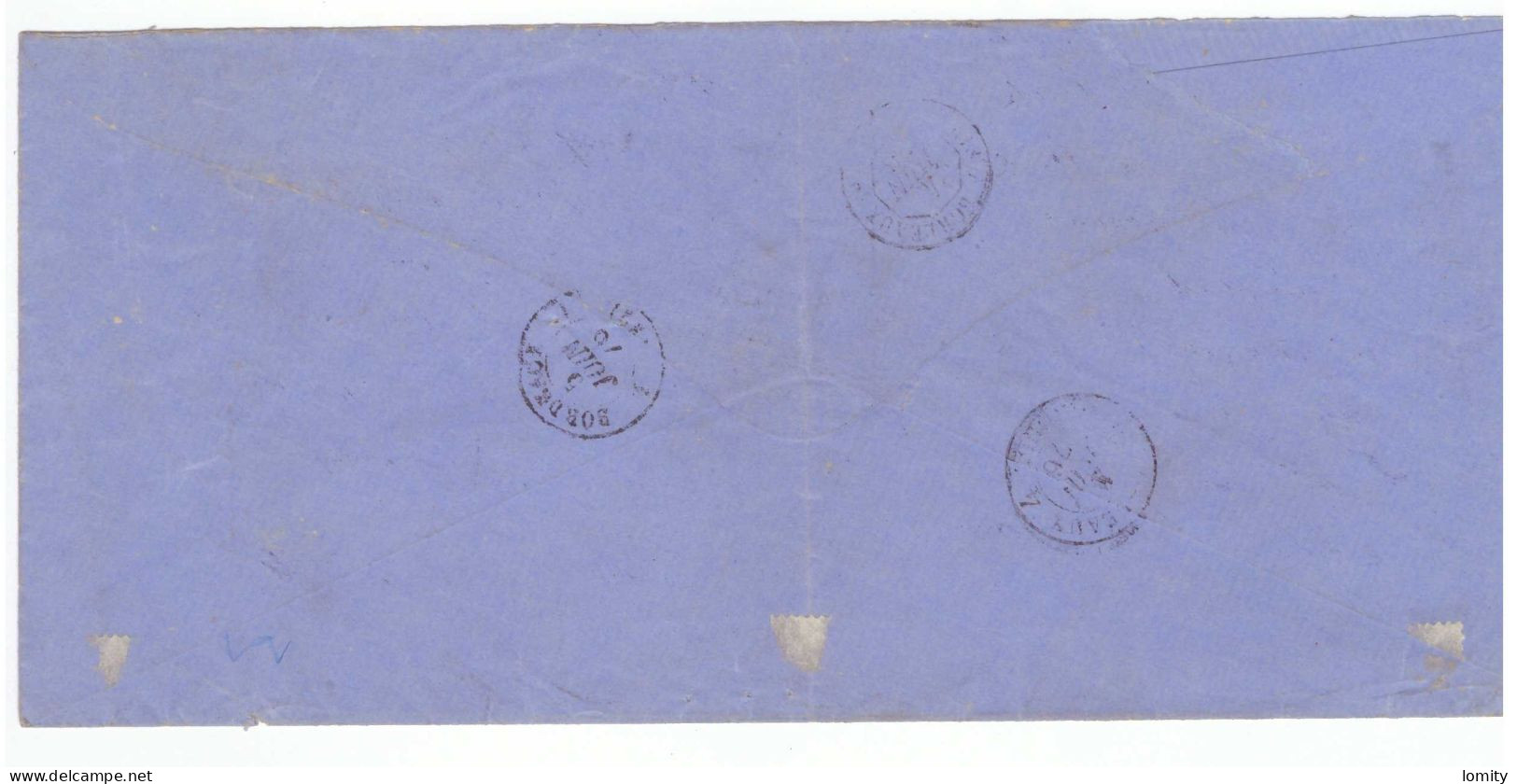 Lettre 1876 Cachet Triangulaire En Numéraire Faute De Timbres Coloniaux , Nouméa Nouvelle Calédonie - Briefe U. Dokumente