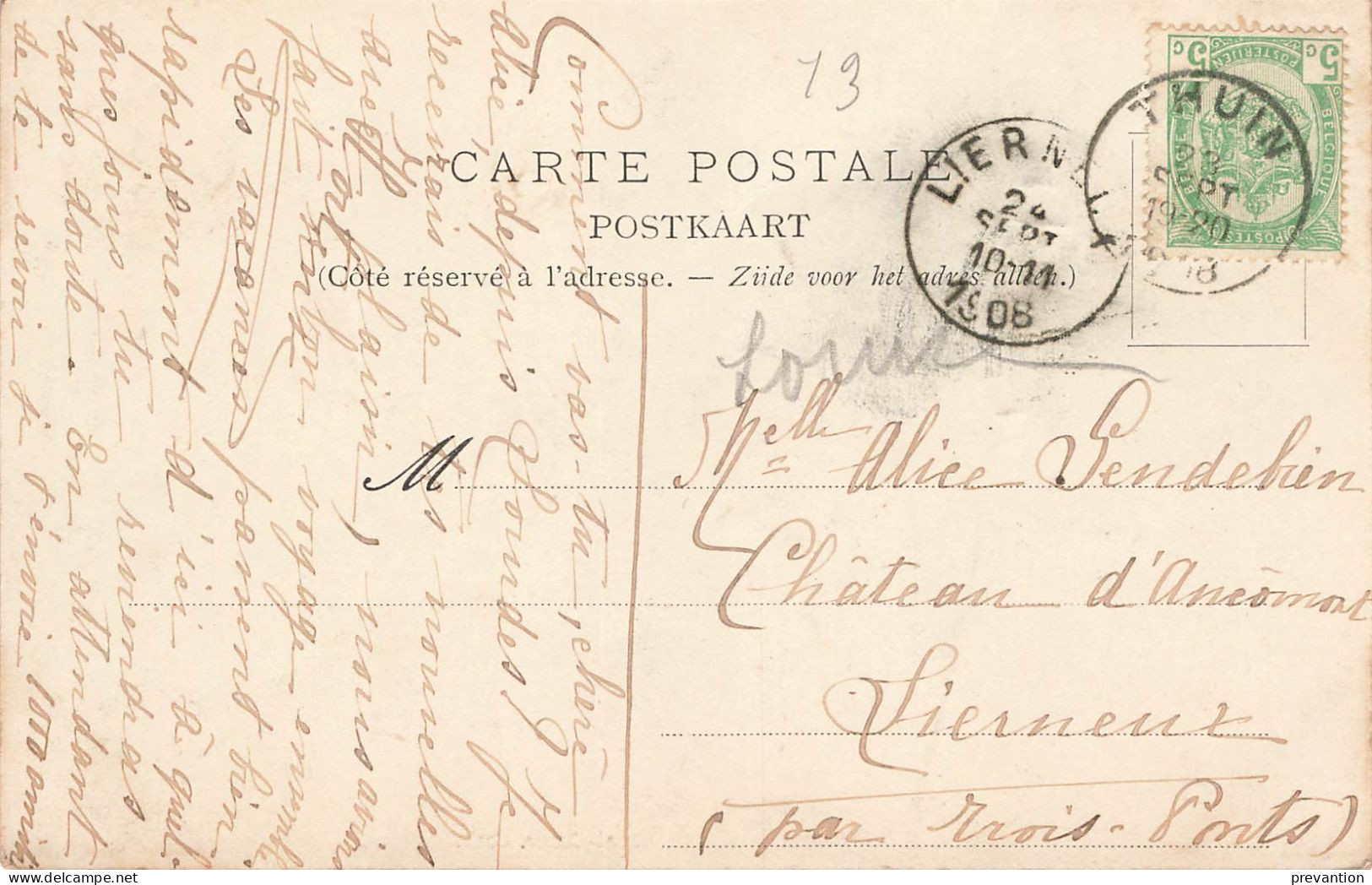 JETTE - Sacré-Coeur - Carte Circulé Vers LIERNEUX Par Trois-Ponts En 1908 - Jette