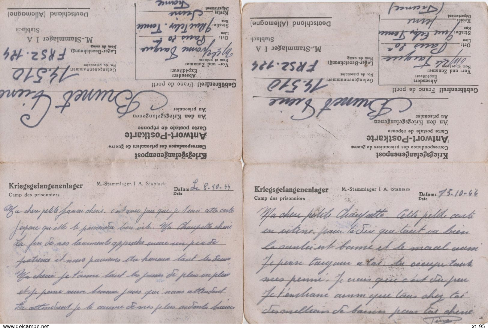 Correspondance De Prisonniers De Guerre - Stammlager 1A - 1944 - Mention C/O General Post Office Via Grande Bretagne - Guerra Del 1939-45