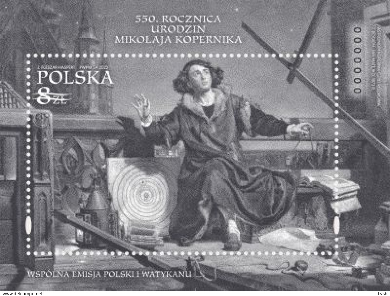 POLAND - Vatican.2023. Joint Issues.Nicolaus Copernicus.Black Proof **. - Essais & Réimpressions