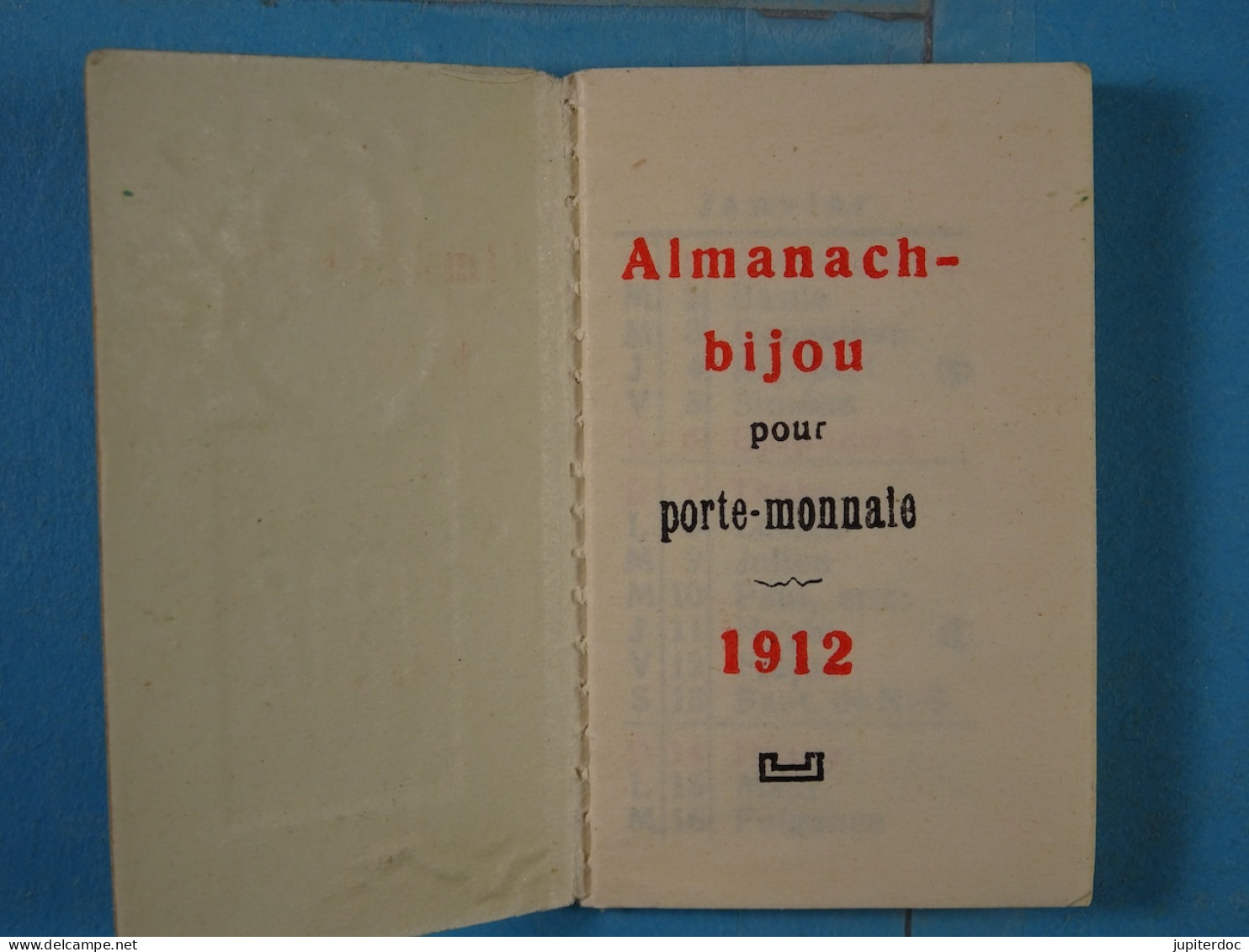 Calendrier De Poche Almanach-bijou Pour Porte-monnaie 1912 (3,5 Cm X 5,5 Cm) - Tamaño Pequeño : 1901-20