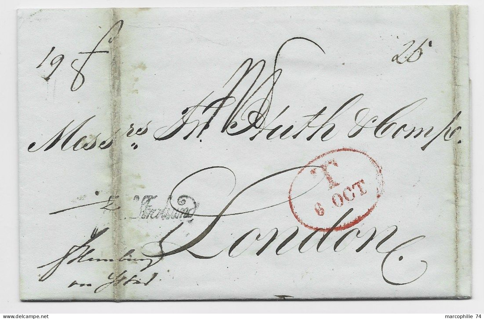 SVERIGE SWEDEN LETTRE COVER GOTHENBURG 30TH SEP 1843 TO LONDON + TAXE T 6 OCT - ... - 1855 Vorphilatelie