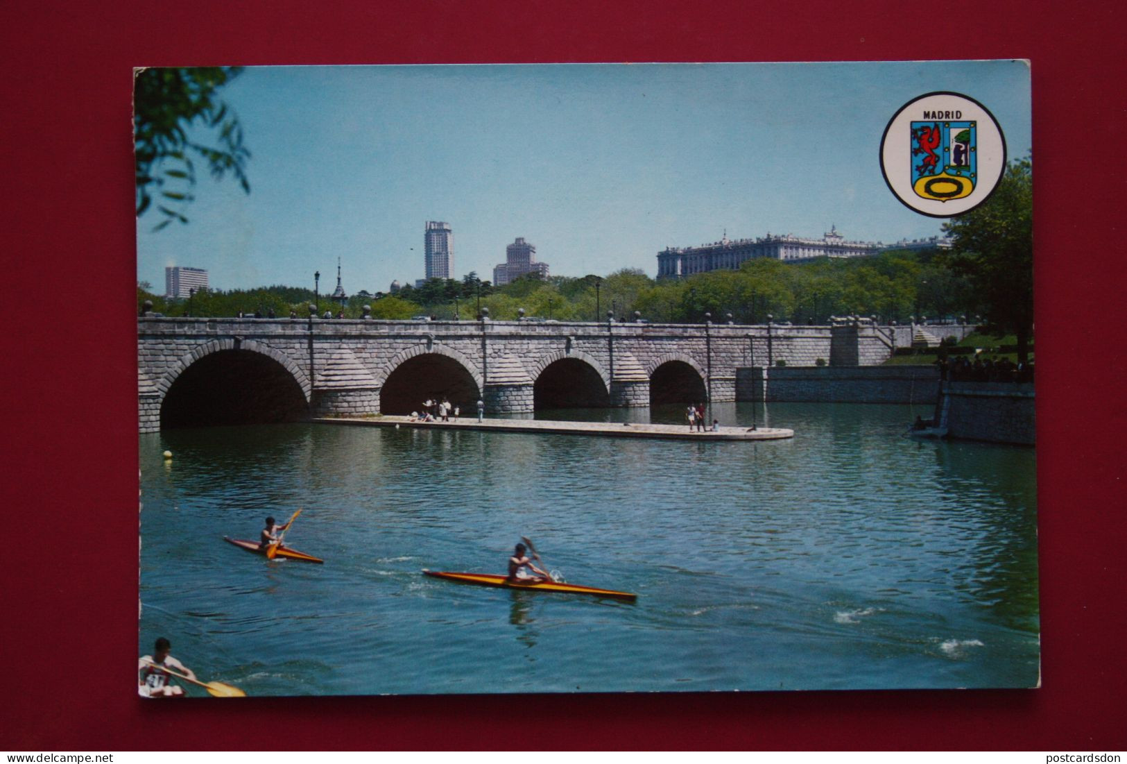 Postcard Madrid -   Segovia Bridge- Rowing -  1970s  KAYAK - Rowing
