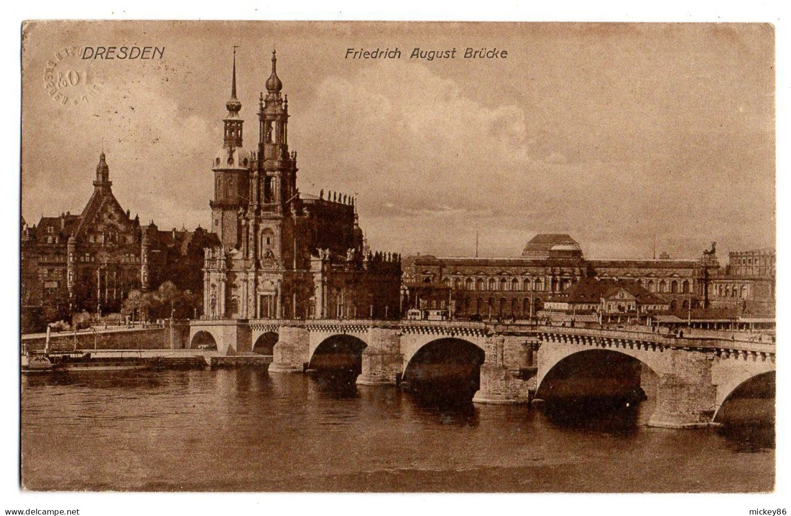 Allemagne--DRESDEN--1917--Friedrich August Bruecke...............timbre..........cachet - Dresden