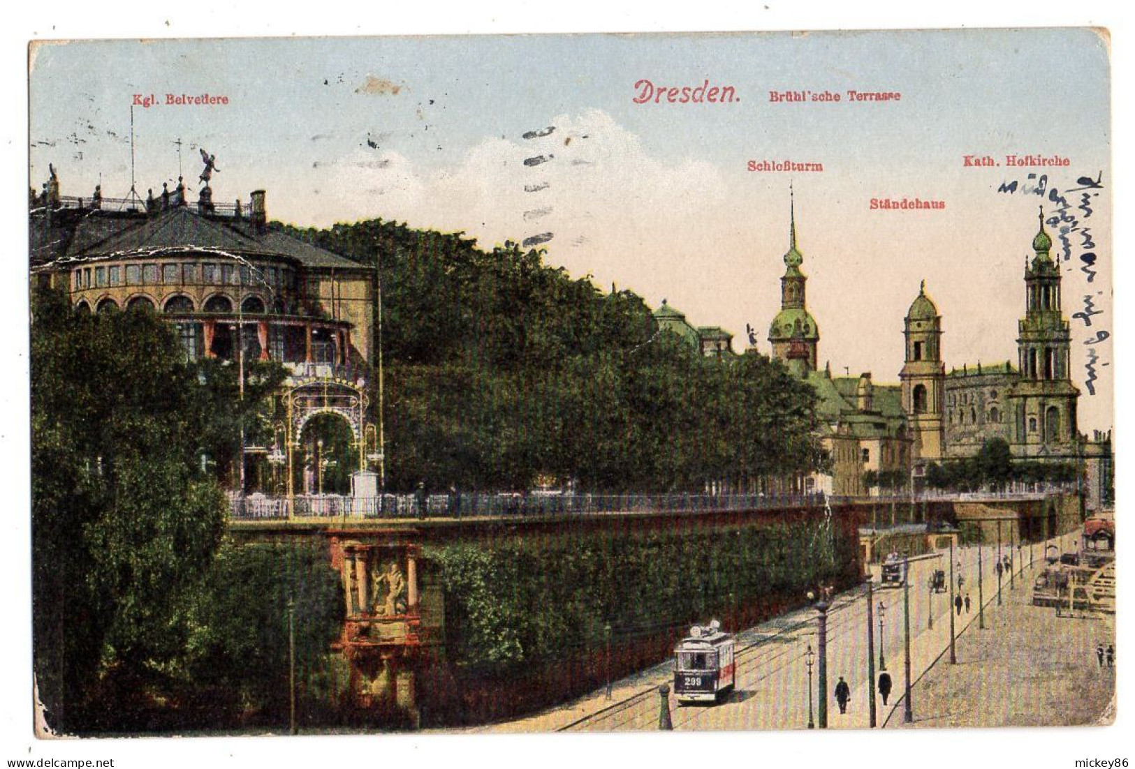 Allemagne--DRESDEN--1927-- Vue Générale  (tramway).........cachet Dresden-Altstadt - Dresden