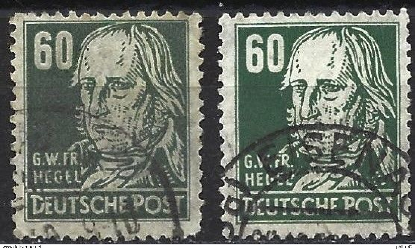 Germany GDR ( General Issue ) 1948 - Mi 225a - YT 45 ( Georg Hegel ) Two Shades Of Color - Gebraucht