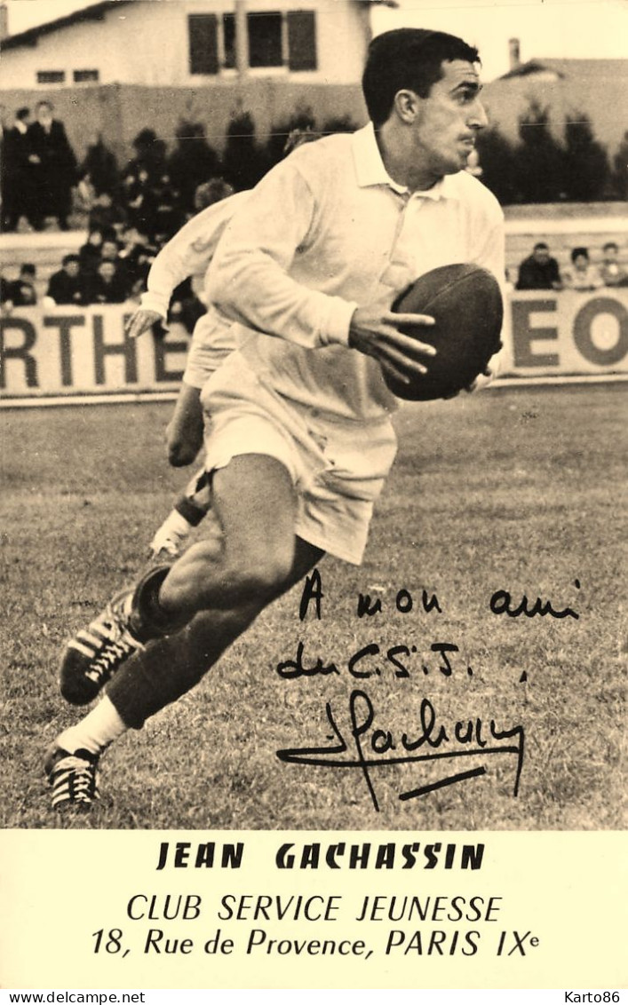 RUGBY * Carte Photo Football Rugby * Jean GACHASSIN * Joueur * Autographe Dédicace * Sport Gachassin - Rugby