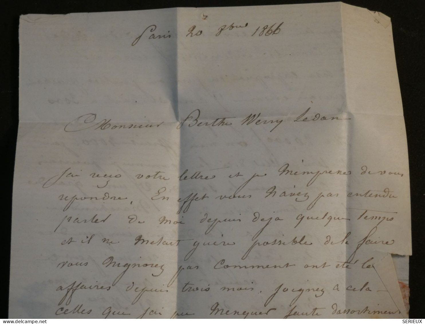 BR10 FRANCE  BELLE  LETTRE  1866  ETOILE DE PARIS  N° 3 MADELEINE ++NAPOLEON  N° 22  ++AFF.  INTERESSANT++ - 1862 Napoléon III