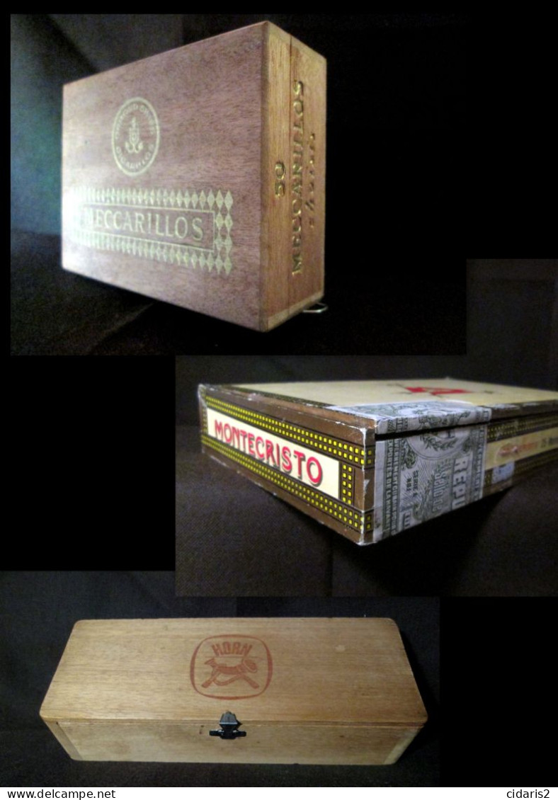 Lot 3 BOITES à CIGARE Vides MONTECRISTO HORN MECARILLOS Cigarro Puro Zigarre Cigar Tabac - Empty Tobacco Boxes