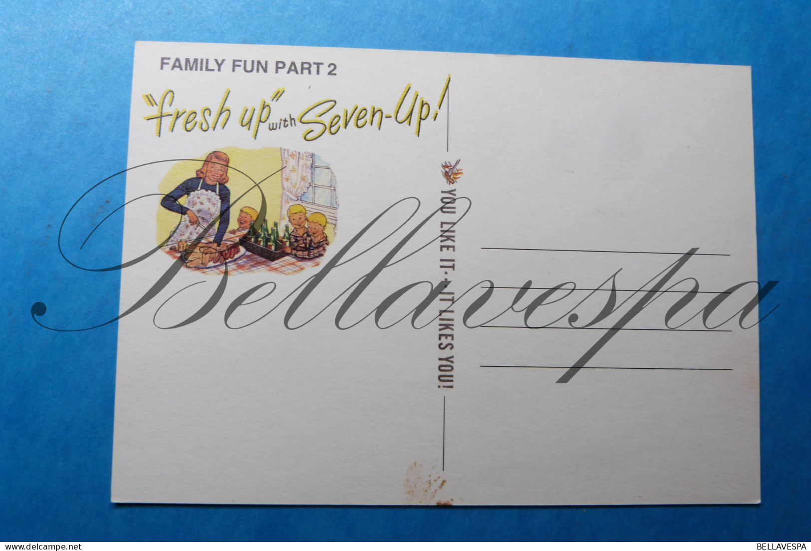 7up Seven-Up Compagny Family Fun Part set of 4 postcards  Original reissue of the original 1948 printing