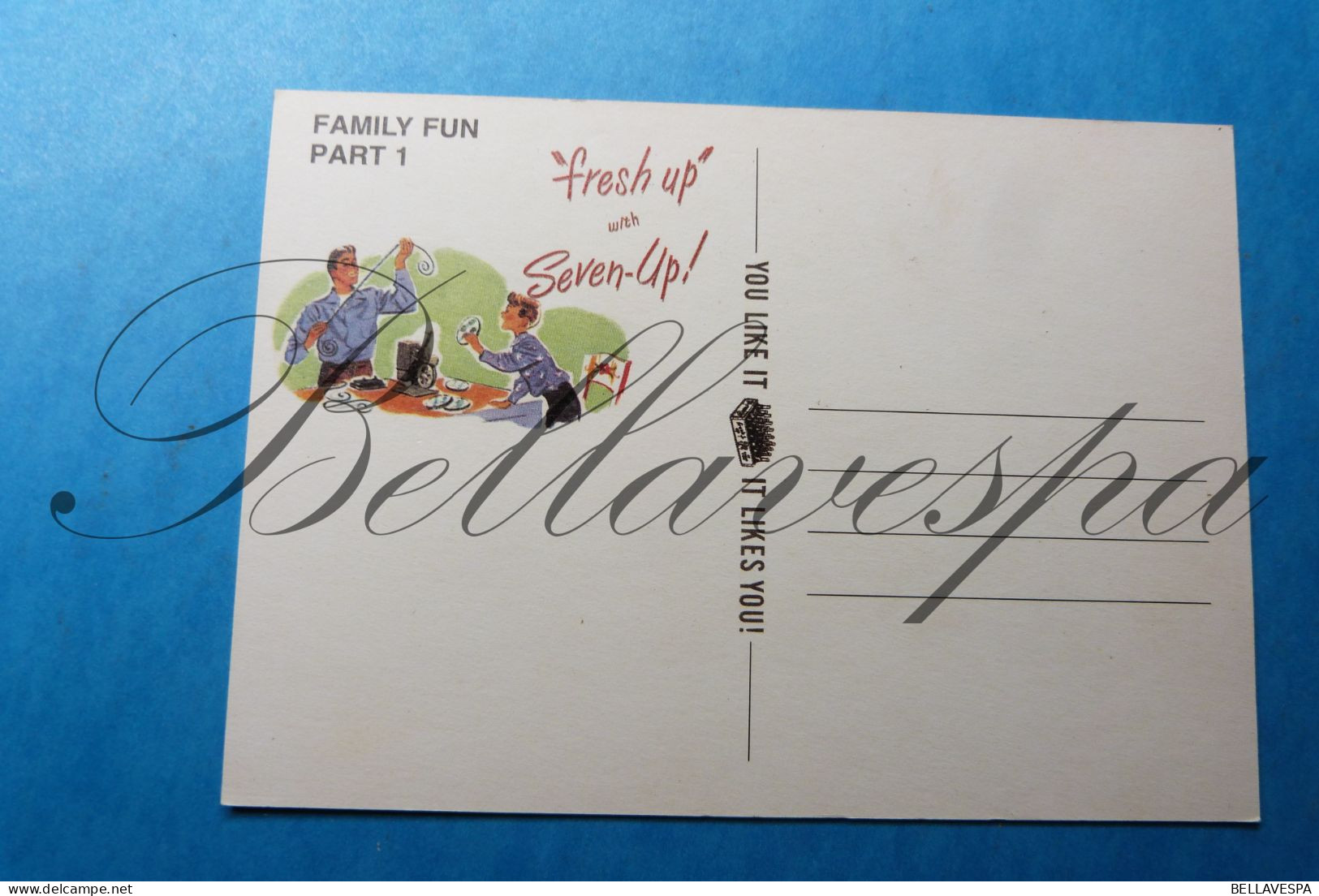 7up Seven-Up Compagny Family Fun Part set of 4 postcards  Original reissue of the original 1948 printing