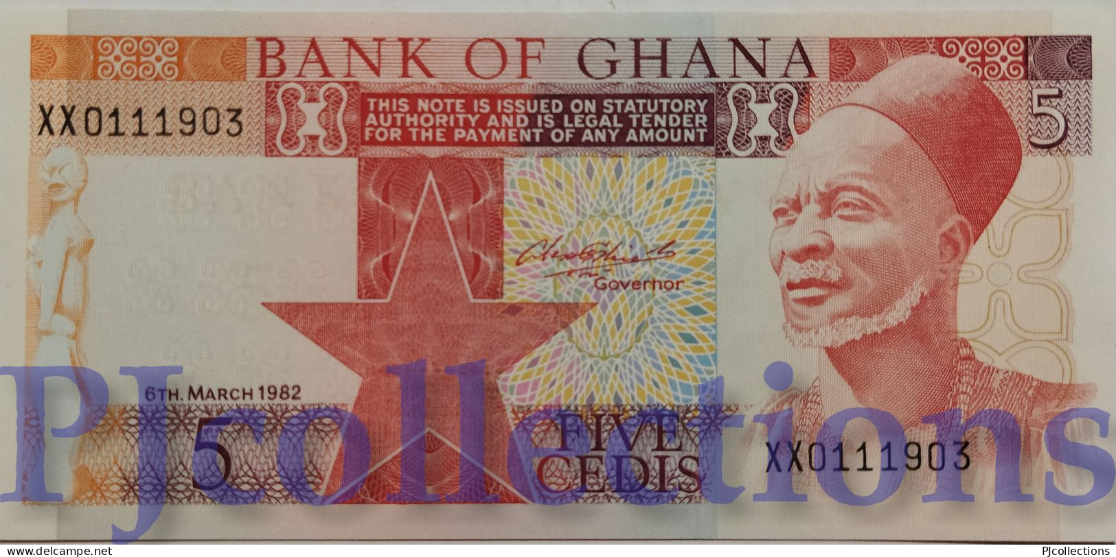 GHANA 5 CEDIS 1982 PICK 19c REPLACEMENT UNC - Ghana