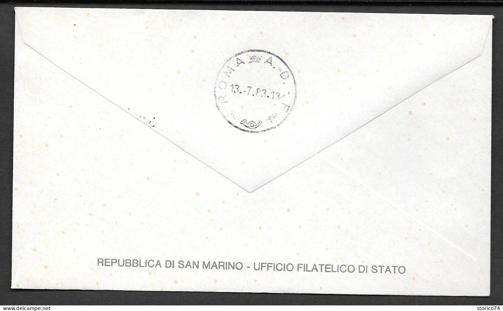 13.7.1983 SAN MARINO BUSTA VOLO POSTALE S. MARINO - ROMA CON ANNULLO SPECIALE FIGURATO - Briefe U. Dokumente