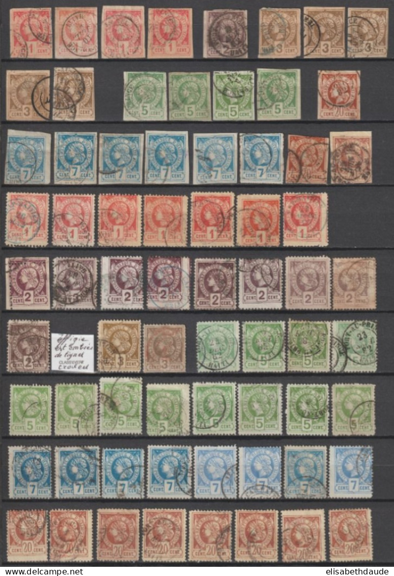 HAITI - 1881/1886 - COLLECTION Pour ETUDE VARIETES 1° EMISSION - YVERT N°1/15 OBLITERES - Haïti