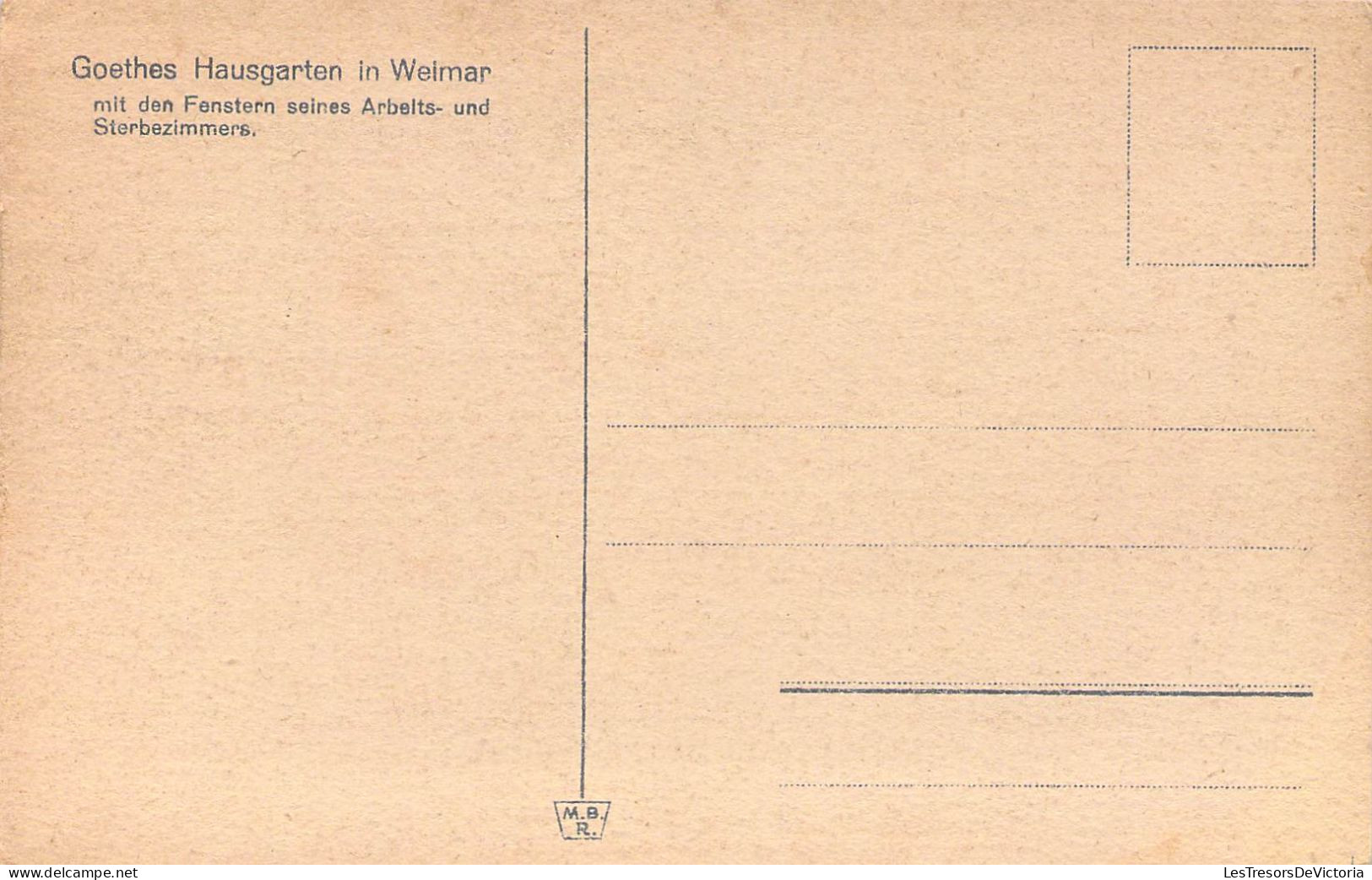 ALLEMAGNE - Goethes Hausgarten In WEIMAR - Mit Den Fenstern Seines Arbelts Und Sterbezimmers - Carte Postale Ancienne - Sonstige & Ohne Zuordnung