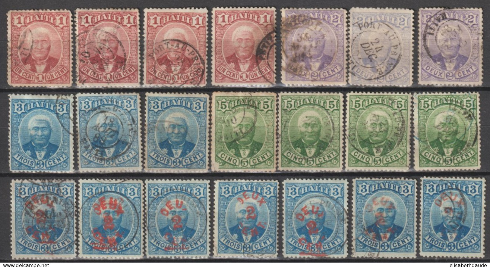 HAITI - 1887 - COLLECTION Pour ETUDE VARIETES EMISSION GENERAL SALOMON - YVERT N°16/20 OBLITERES - Haití