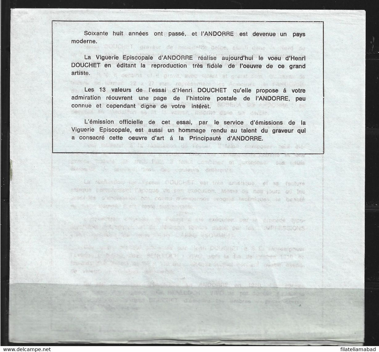 ANDORRA- LOTE DE 10  HOJAS RECUERDO VEGUERIA EPISCOPAL ENTIDAD QUE YA NO EXSISTE  NUMERO 1 OFERTA LIQUIDACIÓN.( V-1) - Vegueria Episcopal