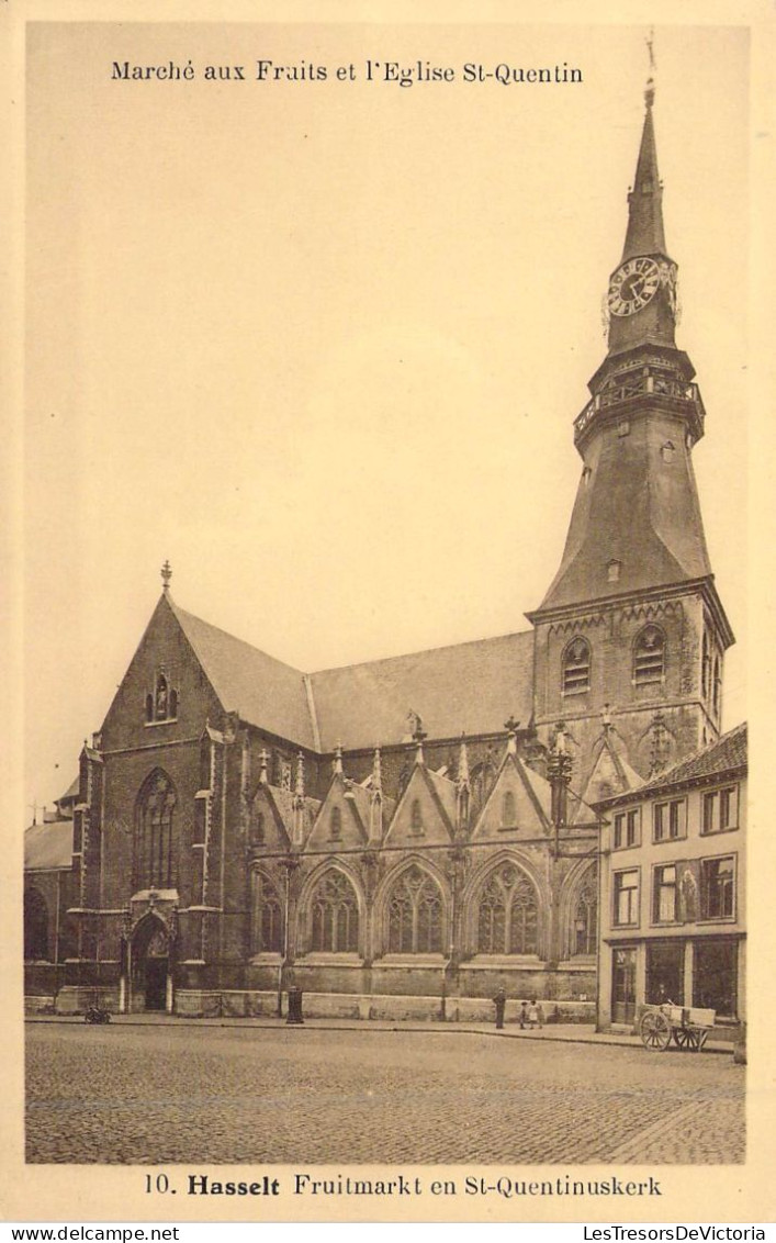 BELGIQUE - HASSELT - Marché Aux Fruits Et L'Eglise St Quentin - Carte Postale Ancienne - Hasselt