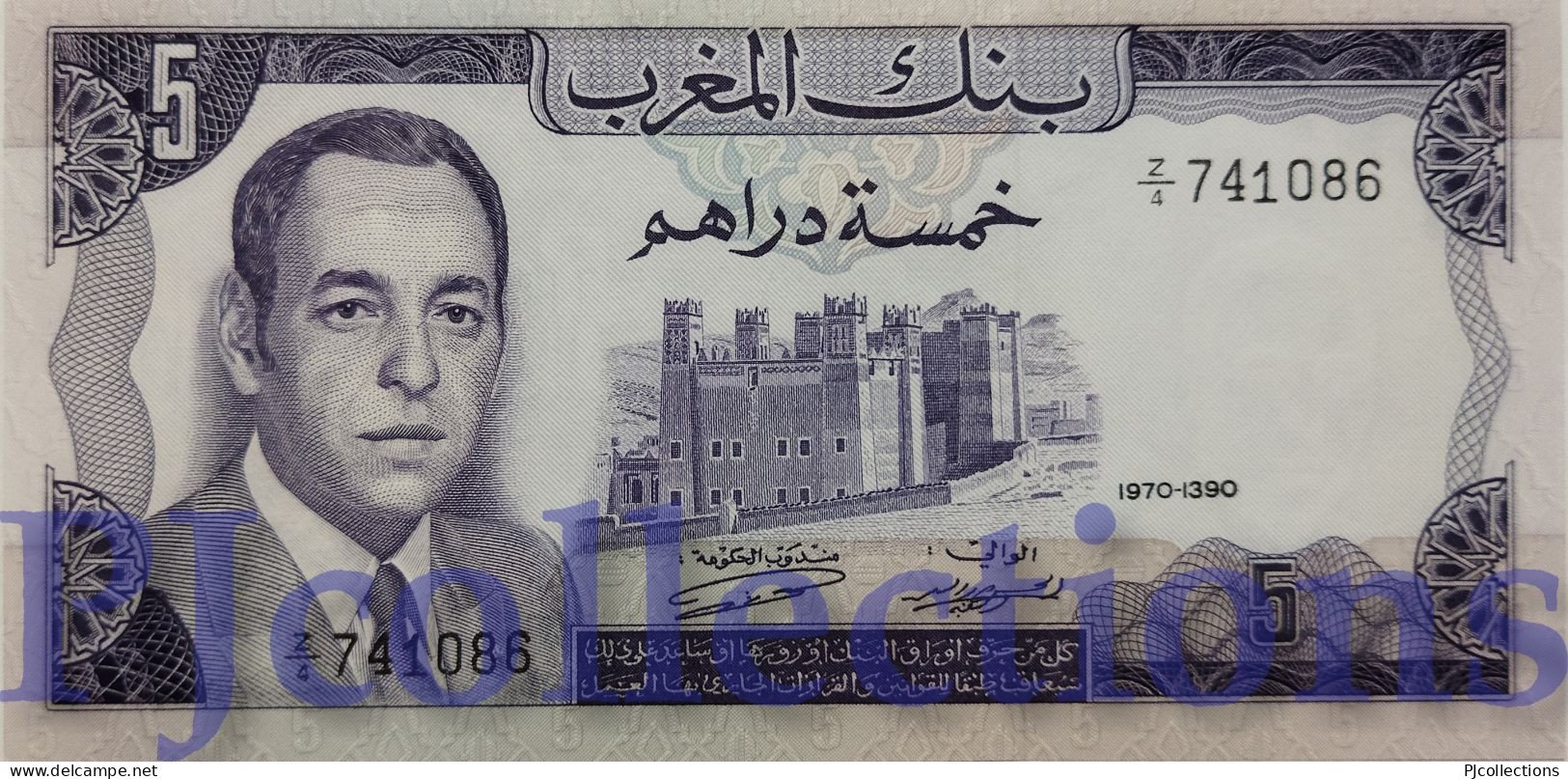 MOROCCO 5 DIRHAMS 1970 PICK 56 REPLACEMENT AUNC - Marokko