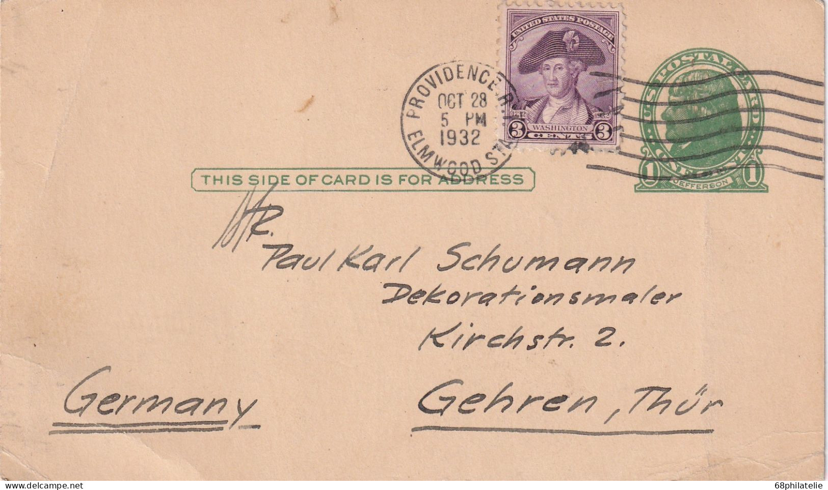 ETATS UNIS ENTIER POSTAL DE PROVIDENCE 1932 - 1921-40