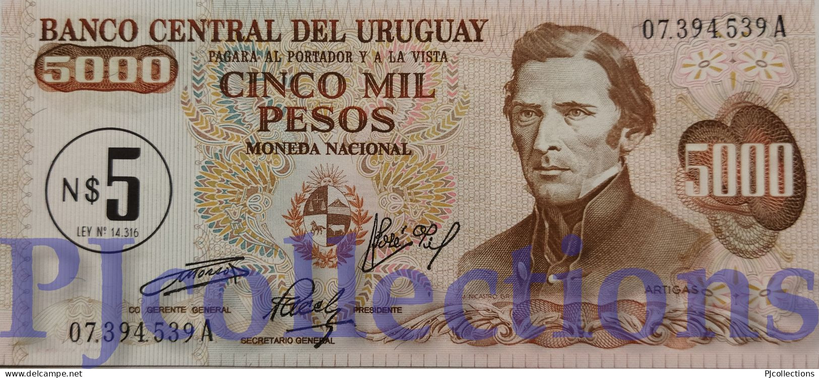 URUGUAY 5000 PESOS 1975 PICK 57 UNC - Uruguay