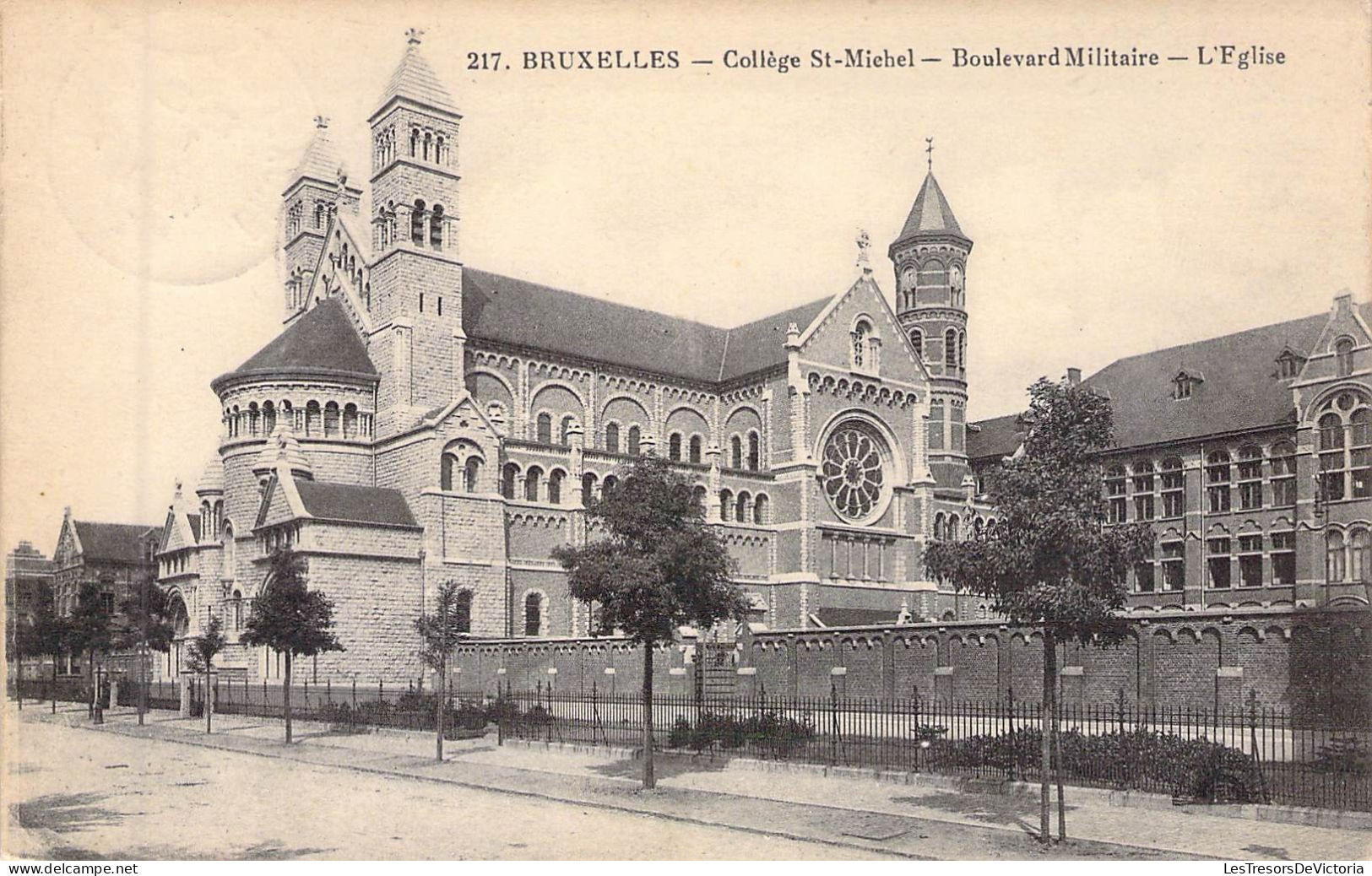 BELGIQUE - BRUXELLES - Collége St Michel - Boulevars Militaire - L'Eglise - Edit Henry Georges - Carte Postale Ancienne - Brussel (Stad)