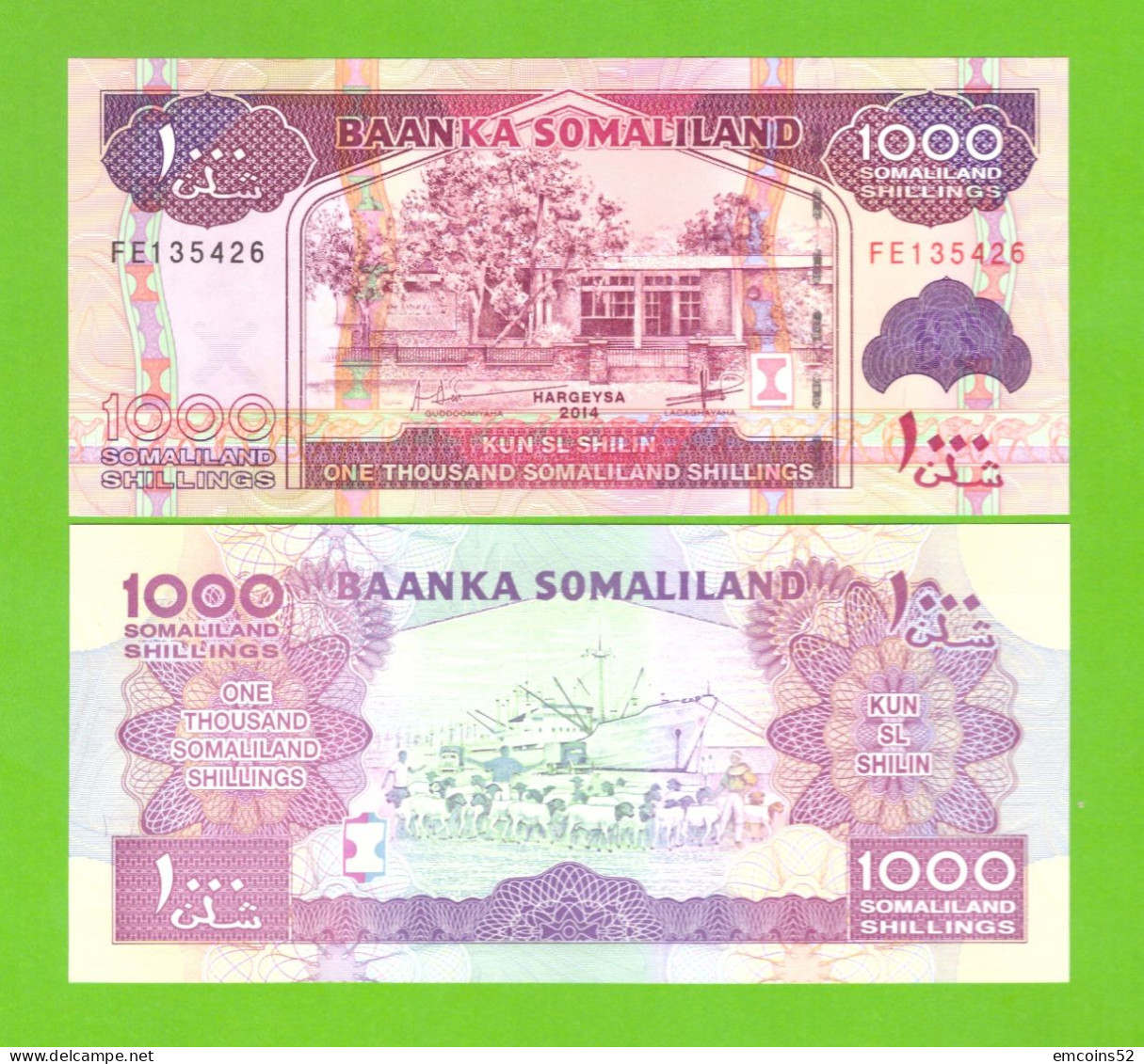 SOMALILAND 1000 SHILLINGS 2014 P-20c  UNC - Somalia