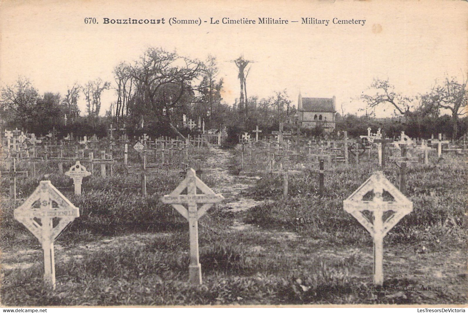 FRANCE - 80 - BOUZINCOURT - Le Cimetière Militaire - Carte Postale Ancienne - Doullens