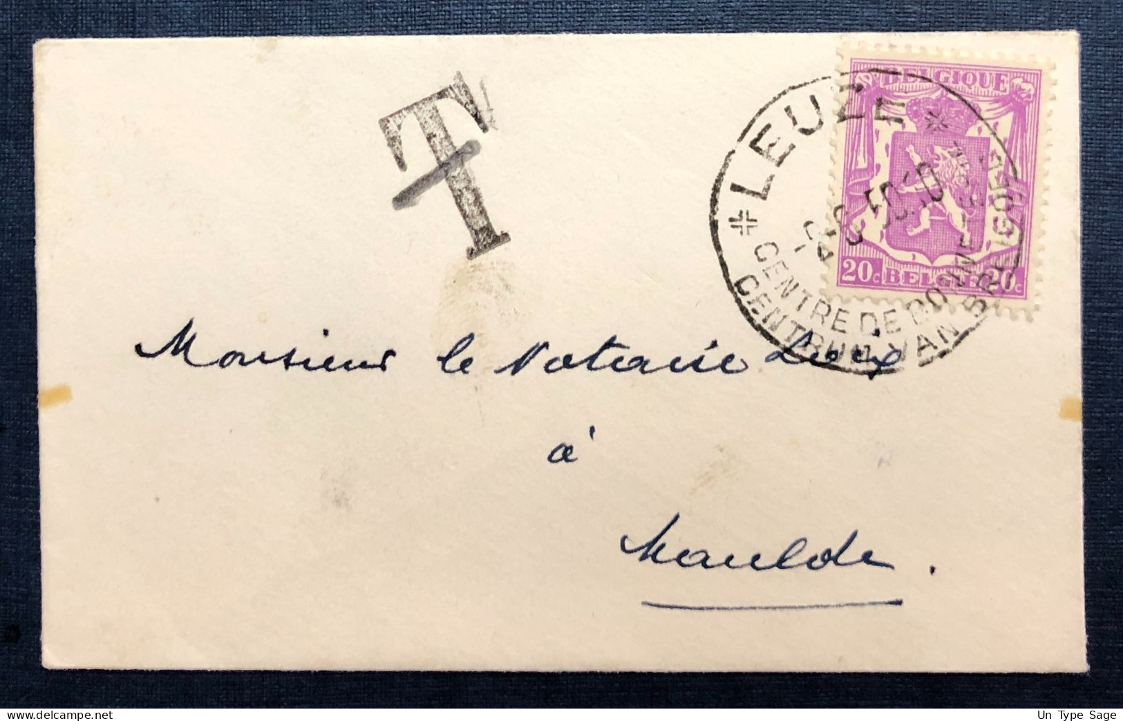 Belgique, Divers Sur Petite Enveloppe, Taxe Annulée, Cachet LEUZE CENTRE DE BONNETERIE 2.6.1950 - (N714) - Autres & Non Classés