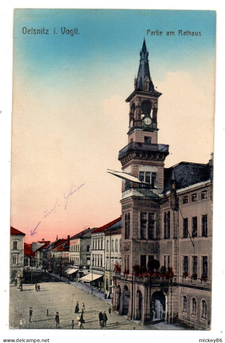 Allemagne--OELSNITZ I Vogtl--1914--Partie Am Rathaus (petite Animation)....colorisée..timbre..cachet - Oelsnitz I. Vogtl.