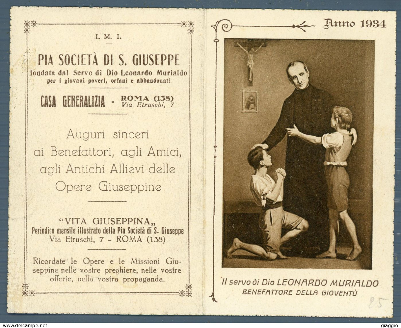 °°° Calendario - Il Servo Di Dio Leonardo Murialdo Anno 1934 °°° - Petit Format : 1921-40