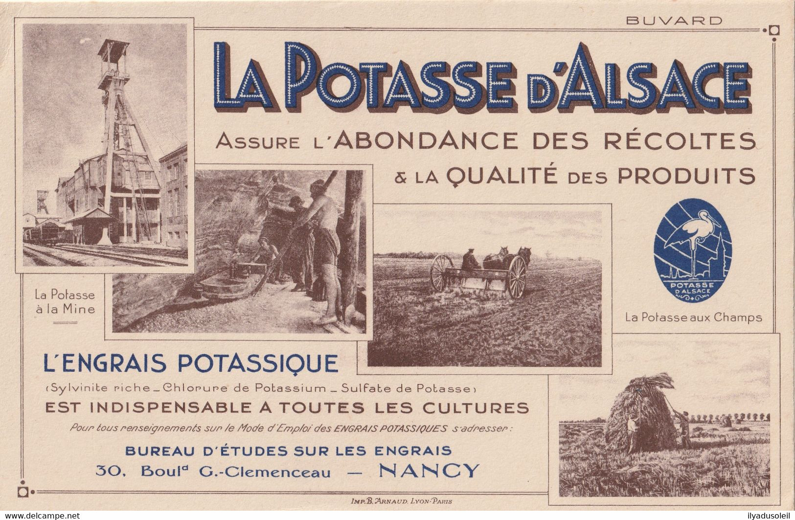 Potasse D Alsace Beau Grand Buvard 23.7 X 15.3 Cm - Landbouw