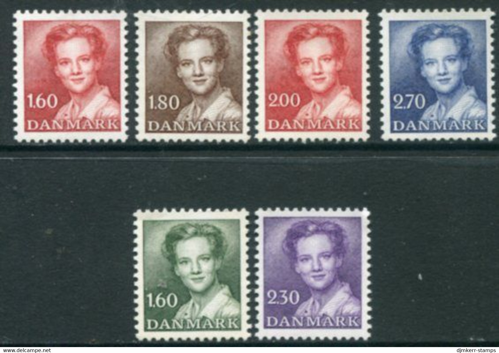 DENMARK 1982 Definitive: Queen Margarethe MNH / **   Michel 746, 753-55, 759-60 - Unused Stamps