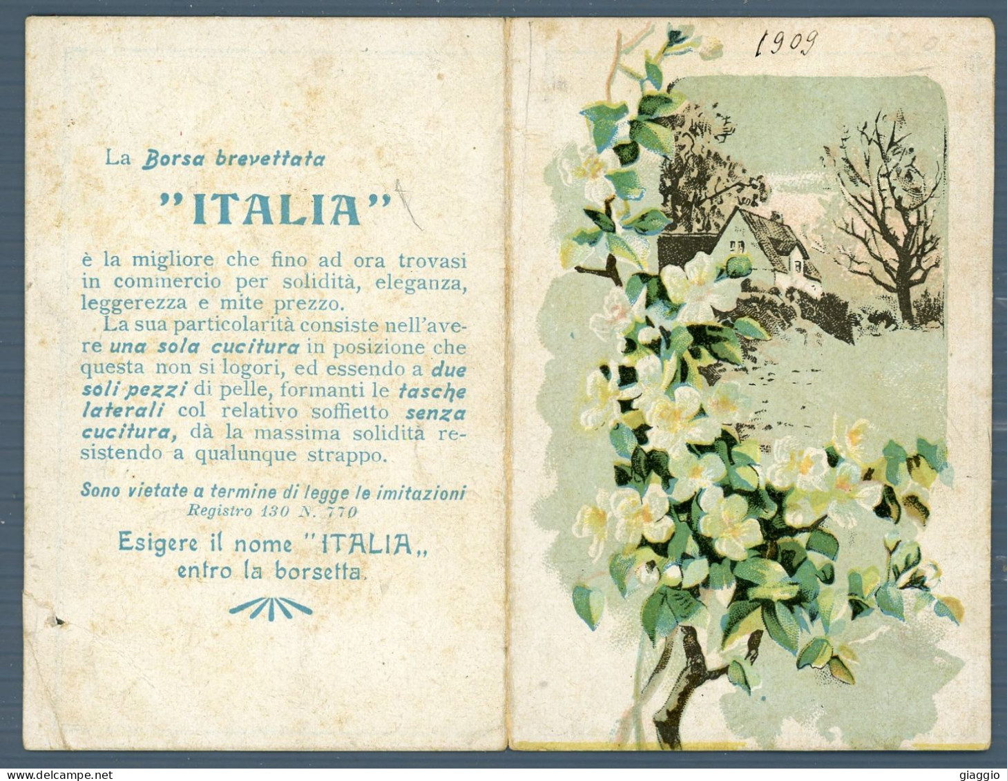 °°° Calendario - Publicitario La Borsa Brevettata - Italia 1909 °°° - Small : 1901-20