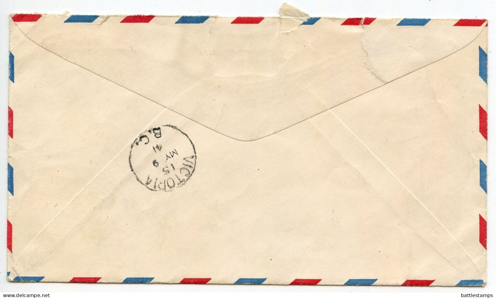 United States 1941 Scott UC3 6c Air Postal Envelope W/ Scott E15a; Berkeley, California To Victoria, B.C., Canada - 1941-60