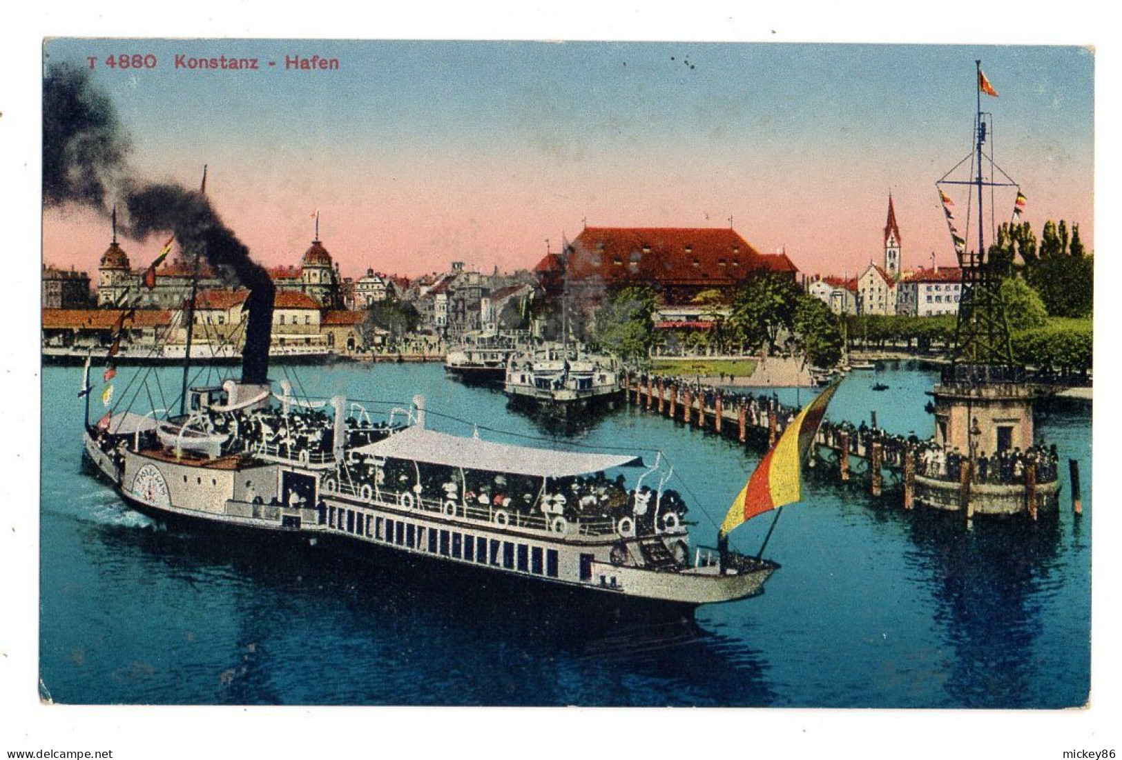 Allemagne--KONSTANZ - Hafen  (animée , Beau Bateau Au 1er Plan )....colorisée - Konstanz