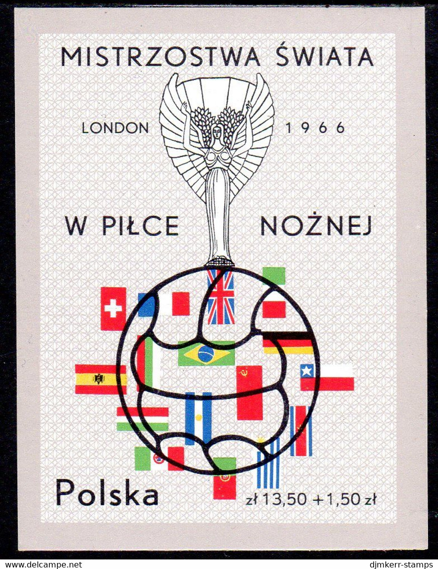 POLAND 1966 World Football Cup Block MNH / **.   Michel Block 38 - Blocks & Kleinbögen