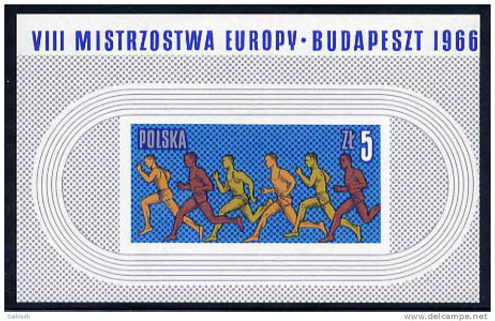 POLAND 1966 European Athletics Block MNH / **.   Michel Block 39 - Unused Stamps