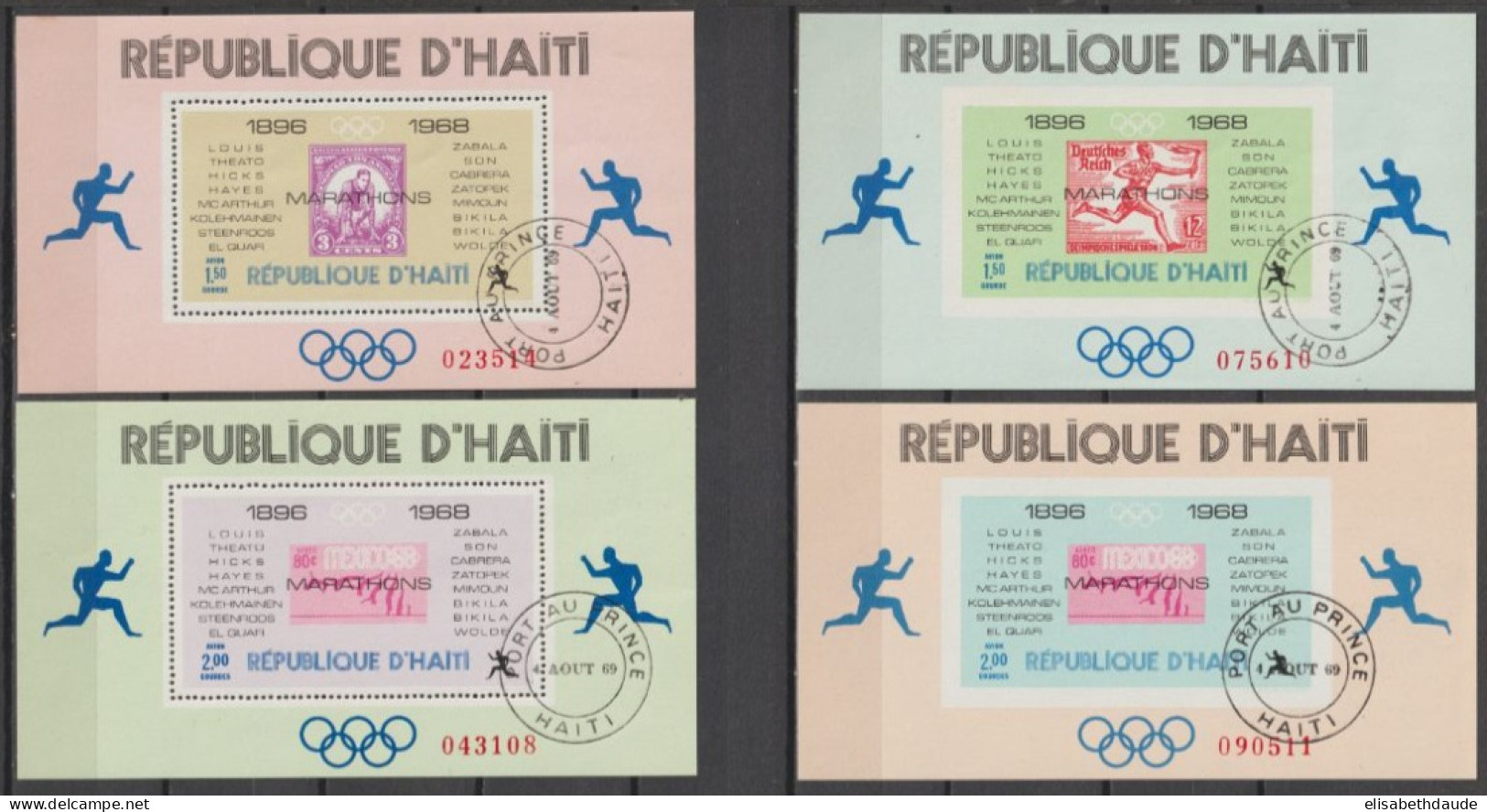 HAITI - JEUX OLYMPIQUES 1968 - RARES BLOCS YVERT N°26/27A OBLITERES - COTE = 50 EUR - Haití