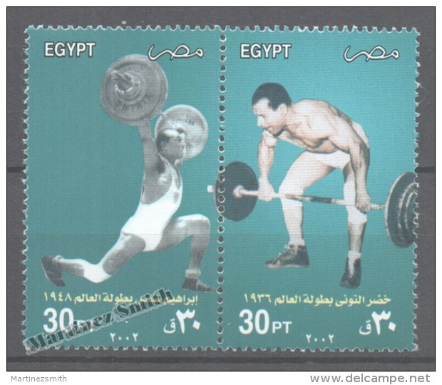 Egypt 2002 Yvert 1724-25, Sport - Weightlifters - MNH - Unused Stamps