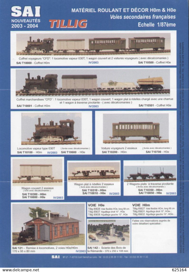 Catalogue SAI 2003-04 TILLIG HOm HOe 1:87 Voies Secondaries Françaises - French