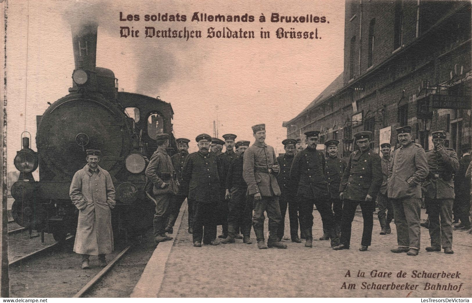 BELGIQUE - Bruxelles - Les Allemands A Bruxelles - A La Gare De Schaerbeek -  Carte Postale Ancienne - - Altri & Non Classificati