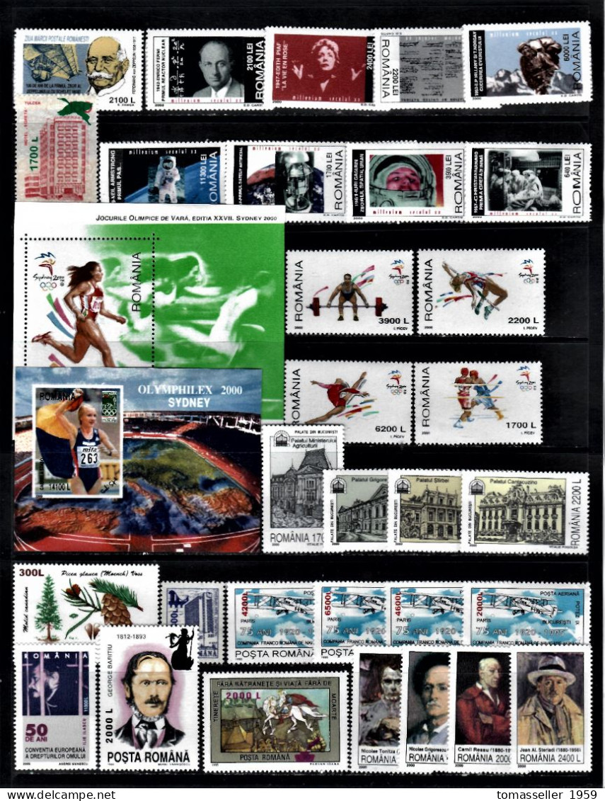 Romania- 2000 Full  Year Set - 34 Issues ( 80 St.+5 S/s.).MNH** - Années Complètes