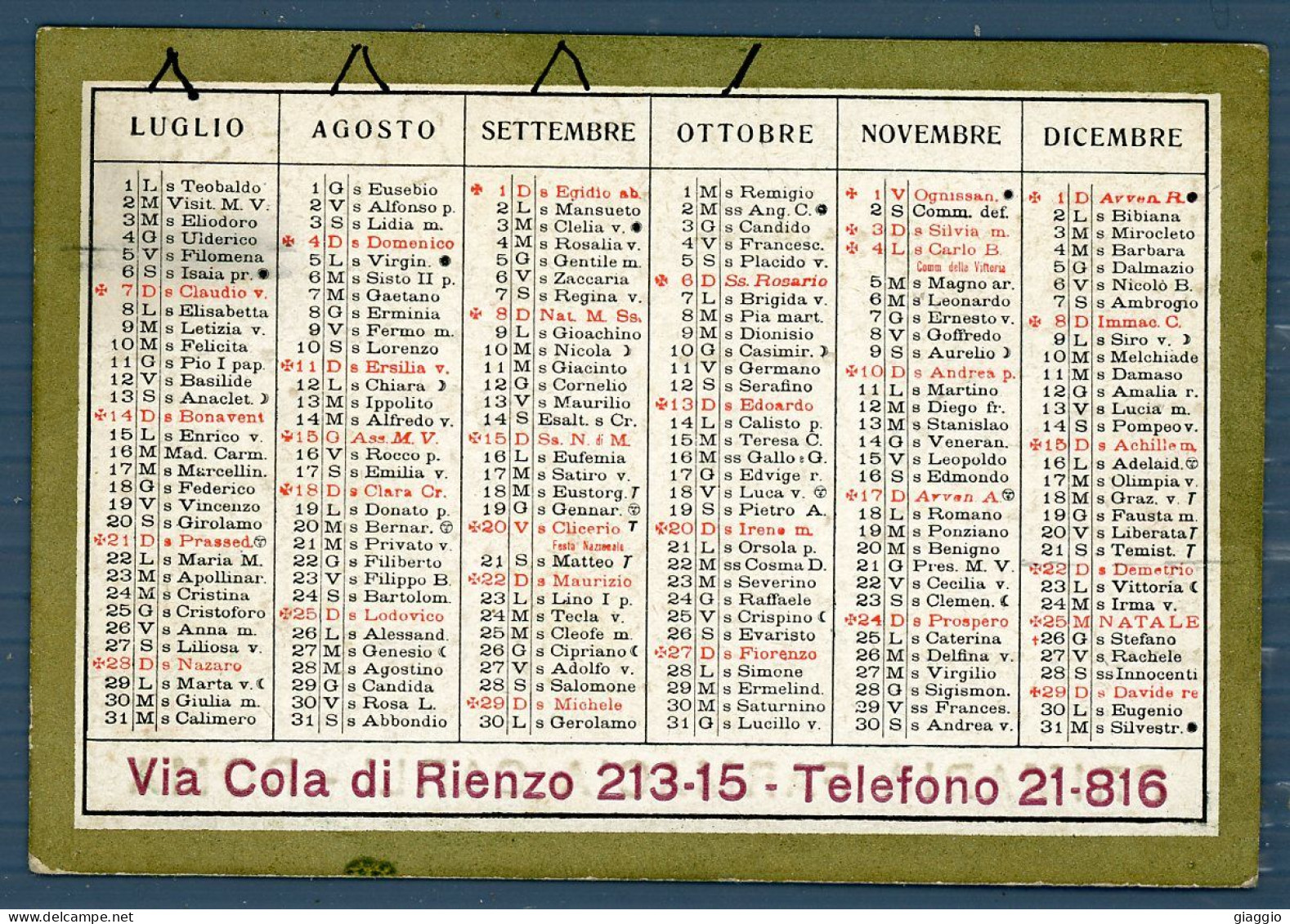 °°° Calendario - Primaria Farmacia Carli 1929 °°° - Petit Format : 1921-40