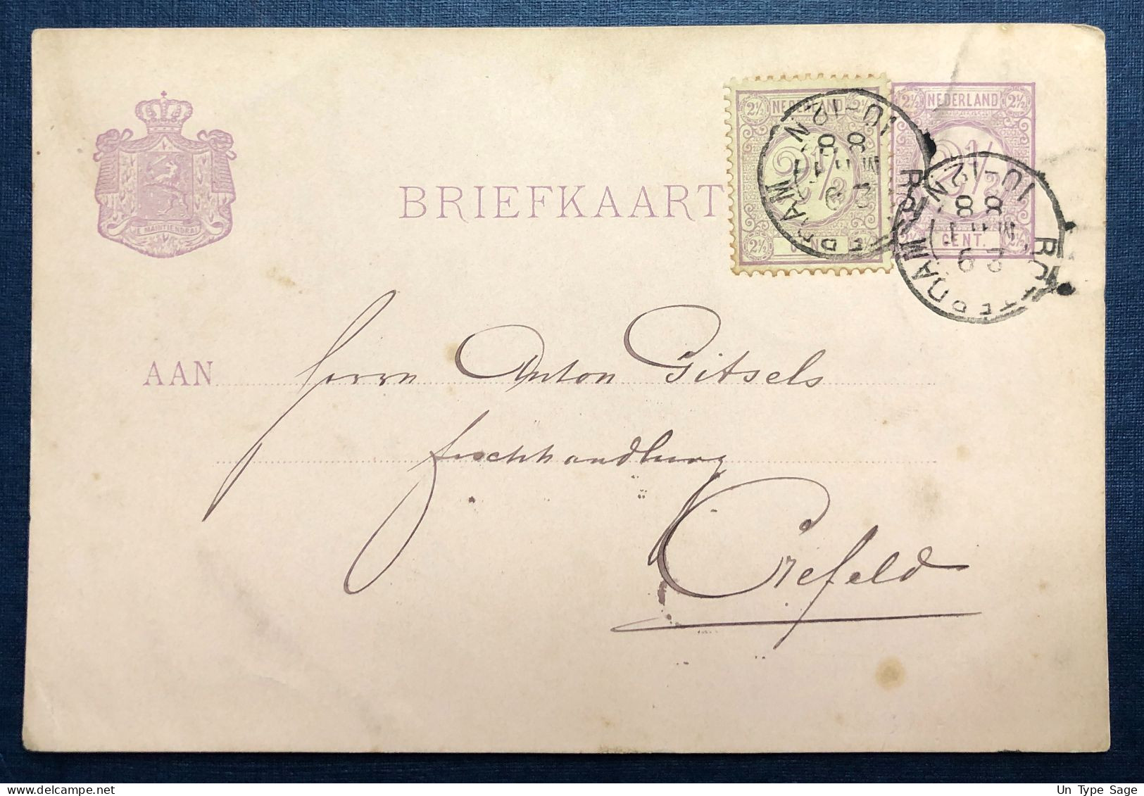 Pays-Bas, Entier-Carte + Complément De Rotterdam 29.3.1888 - (N740) - Entiers Postaux