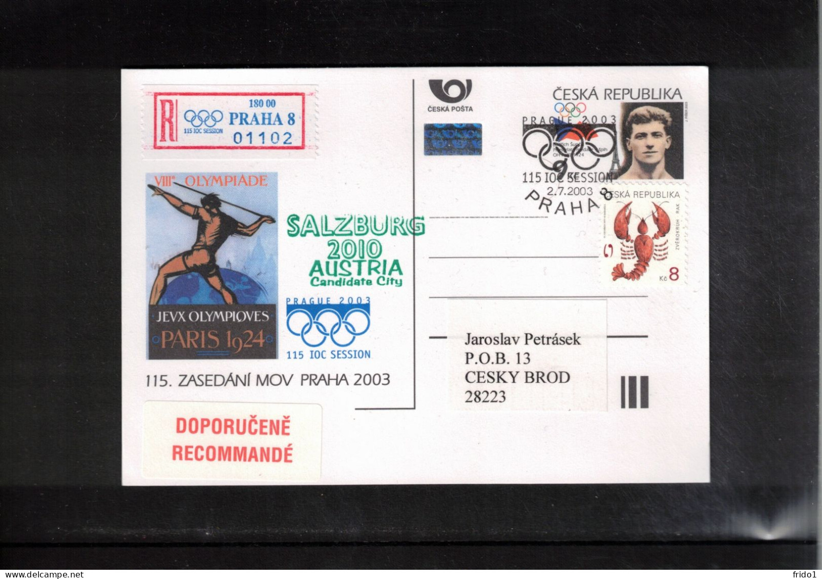 Czech Republic 2003 Olympic Games Vancouver  - Candidate Salzburg - International Olympic Committee Registered Postcard - Hiver 2010: Vancouver