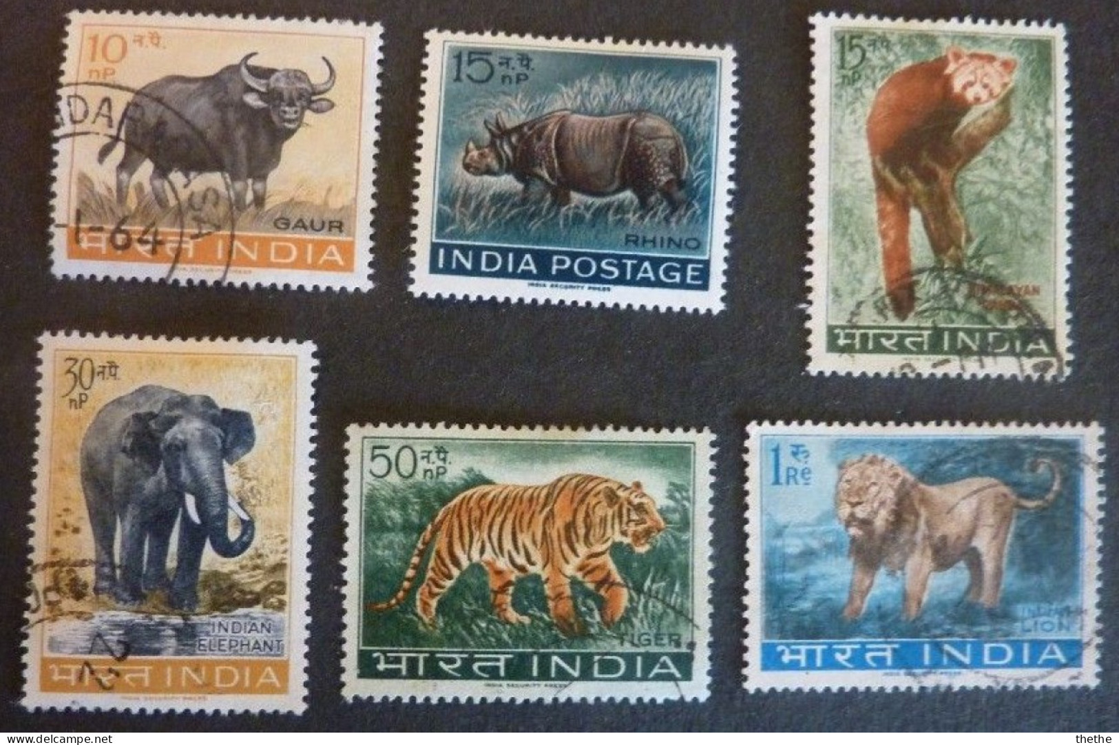 INDE - Préservation De La Vie Sauvage : Gaur-Rhinocéros-Pandas-Éléphant-Tigre-Lion Indien (Panthera Leo Persica) - Gebraucht