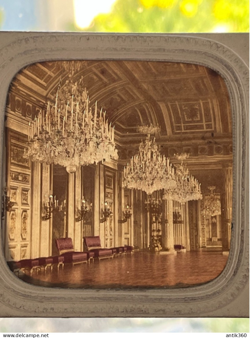 Photographie Ancienne Vue Stéréoscopique Paris Les Tuileries Salon De La Paix Effet Jour/nuit Avec Micro-perforations - Stereoscopic